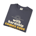 With Hardship Comes Ease Heavyweight Tee | Surah Ash-Sharh Qur'an 94:5-6 on the Back Islamic Reminder | AdabStars