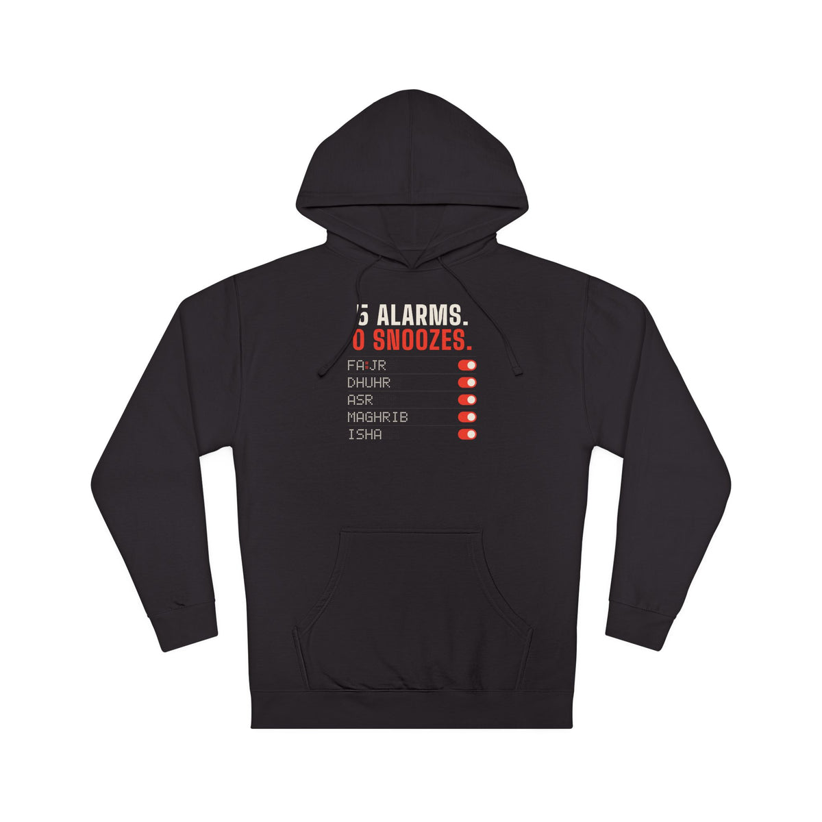 5 Alarms. 0 Snoozes. Islamic Hoodie in Black – AdabStars