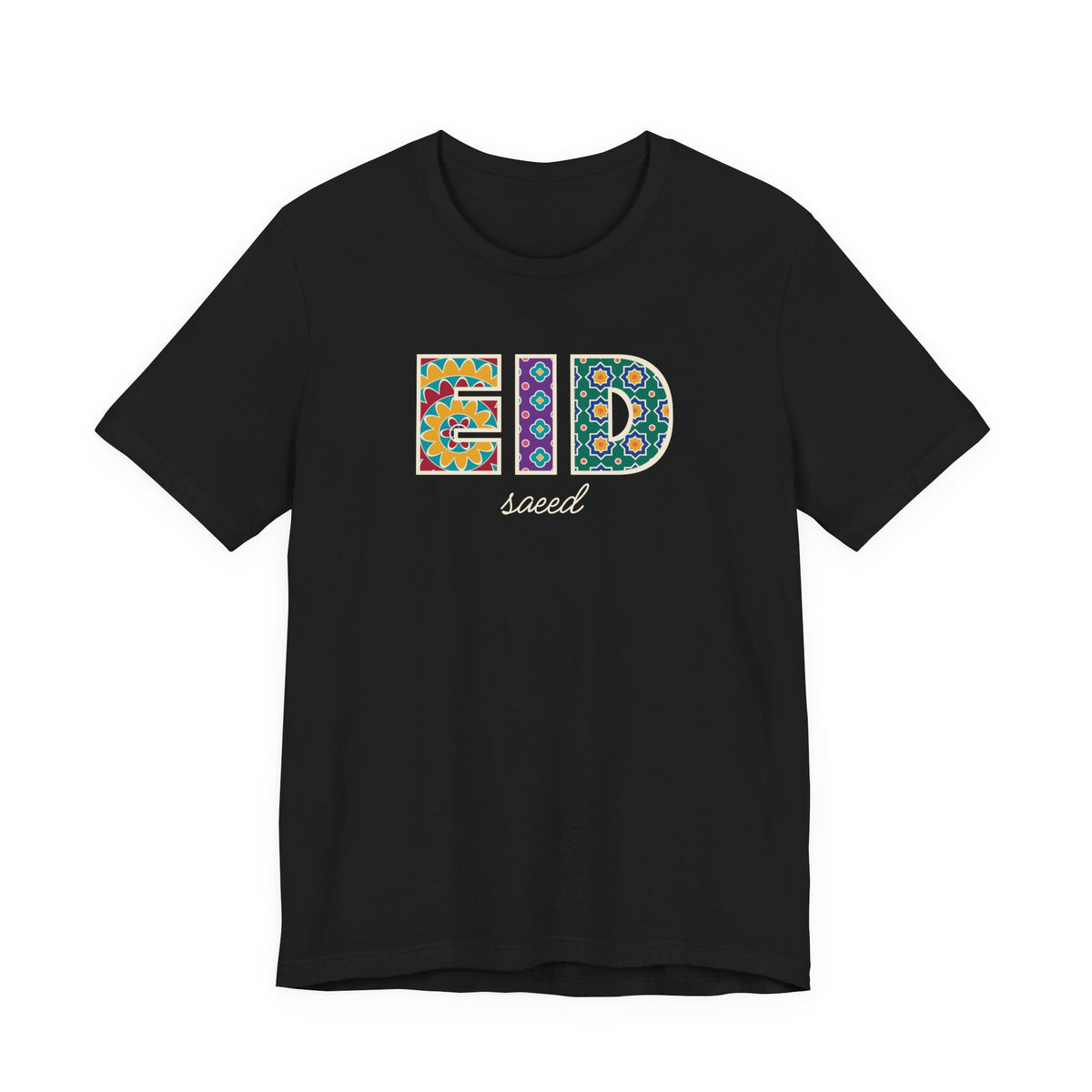 Eid Saeed Patterned Letters Unisex T-Shirt in Black – AdabStars