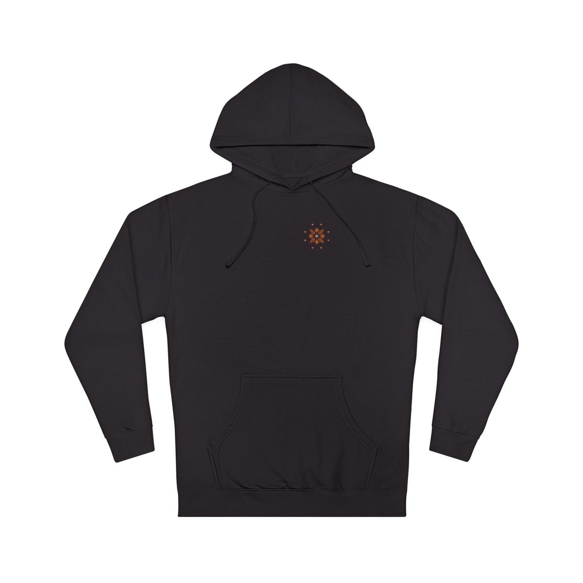 Tatreez Chest Star and Back Panel Islamic Hoodie in Black, front and back print – AdabStars