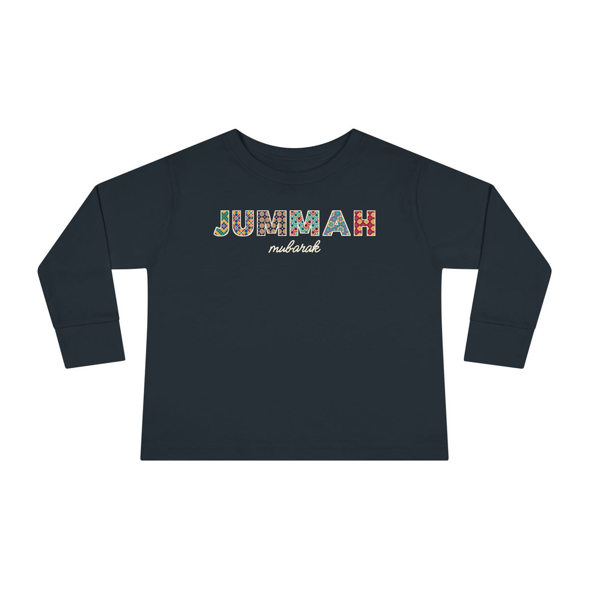 Jummah Mubarak Patterned Letters Islamic Toddler Toddler Long Sleeve Shirt in Black – AdabStars