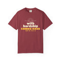 With Hardship Comes Ease Heavyweight Tee, Front Print | Surah Ash-Sharh Qur'an 94:5-6 Islamic Reminder | AdabStars