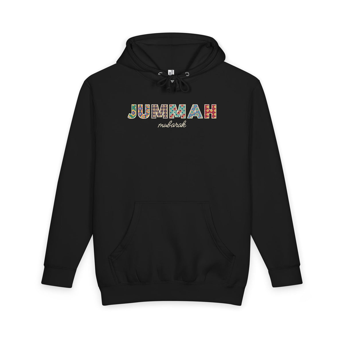 Jummah Mubarak Patterned Letters Premium Heavyweight Hoodie in Black – AdabStars