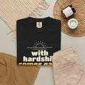 With Hardship Comes Ease Heavyweight Tee | Surah Ash-Sharh Qur'an 94:5-6 on the Back Islamic Reminder | AdabStars
