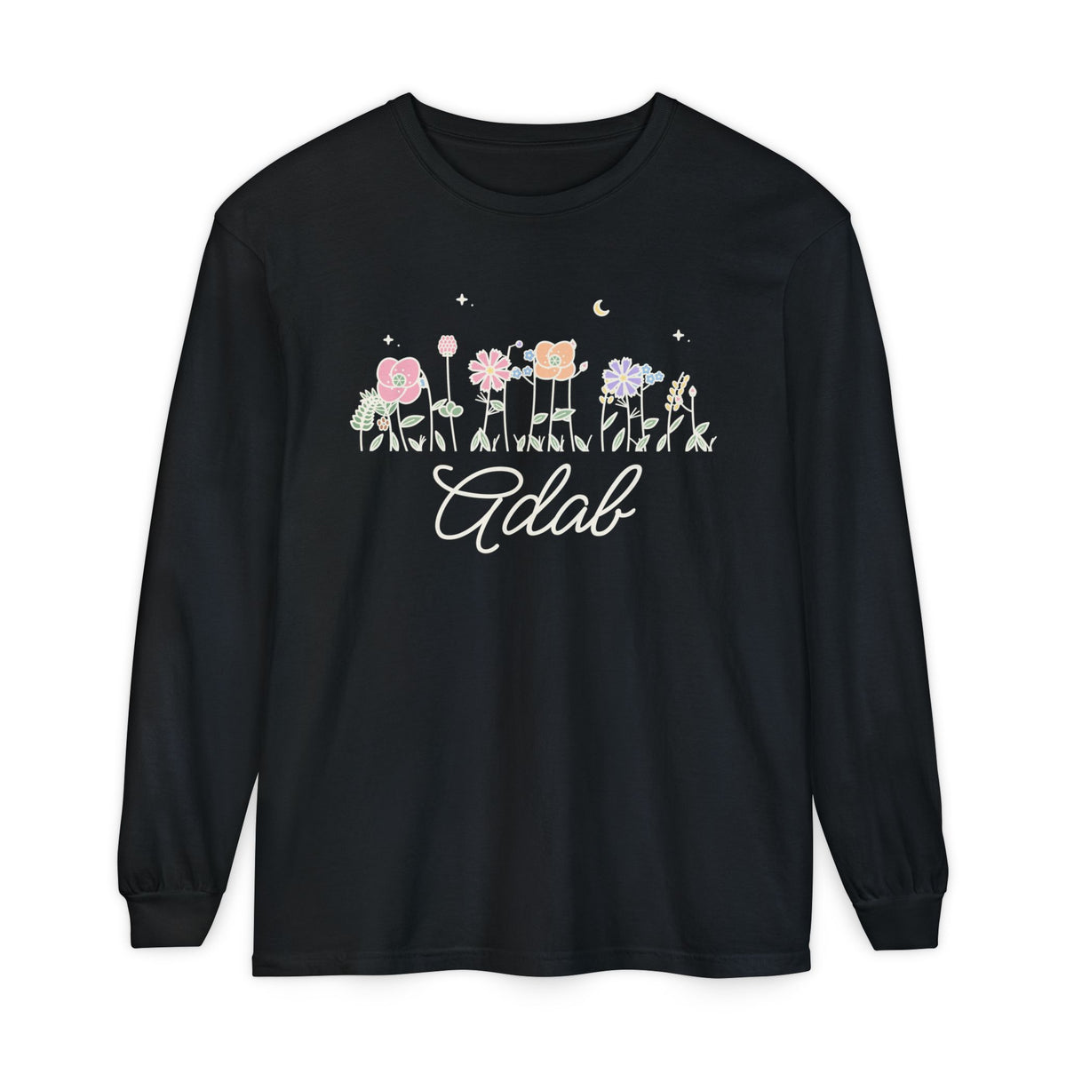 Adab Meadow Flowers Heavyweight Long Sleeve Shirt in Black – AdabStars