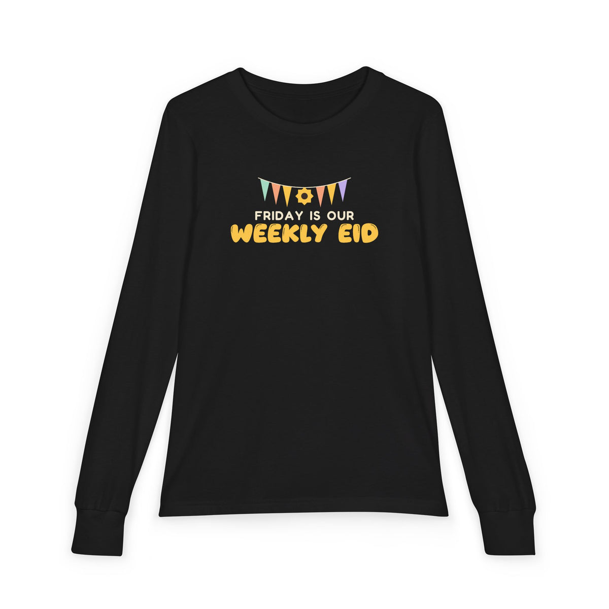 Friday Is Our Weekly Eid Kids Kids Long Sleeve Shirt in Black – AdabStars