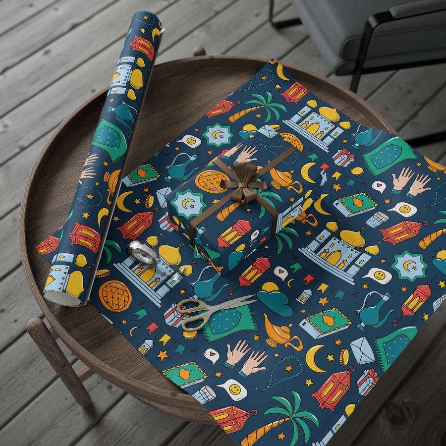 Colorful Islamic Gift Wrapping Paper – Festive Eid & Ramadan Doodle Design