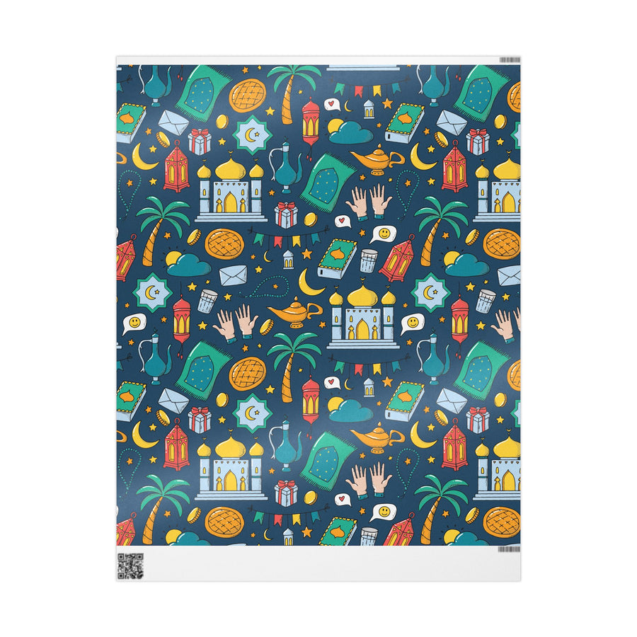Colorful Islamic Gift Wrapping Paper – Festive Eid & Ramadan Doodle Design