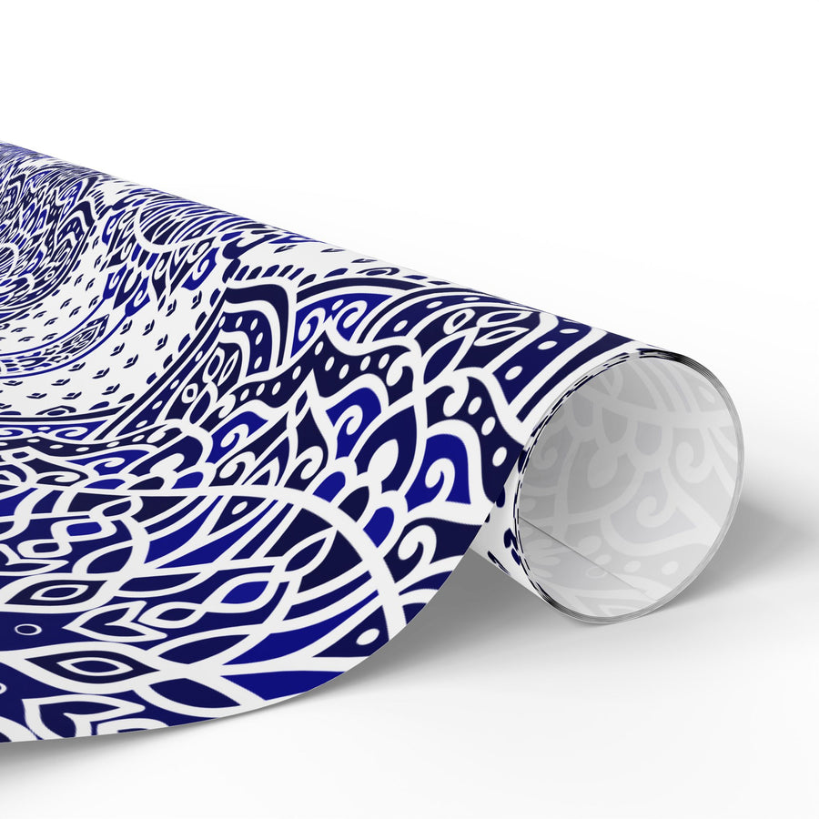 Islamic Mandala Gift Wrapping Paper – Elegant Blue & White Arabesque Design for Eid, Ramadan & Special Occasions