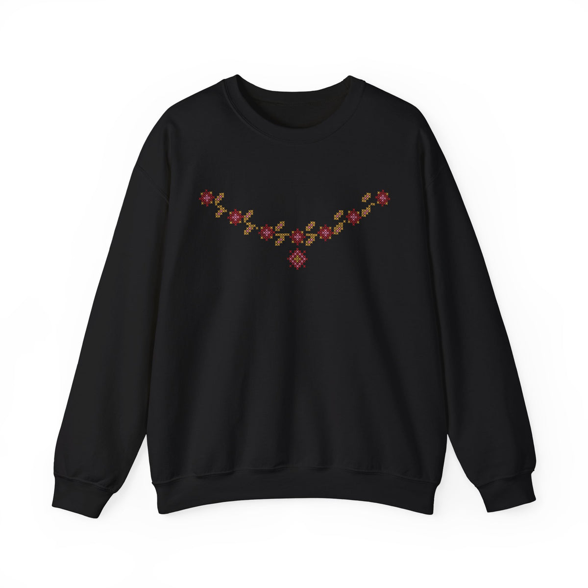 Tatreez Rose Vine Islamic Crewneck Sweatshirt in Black – AdabStars