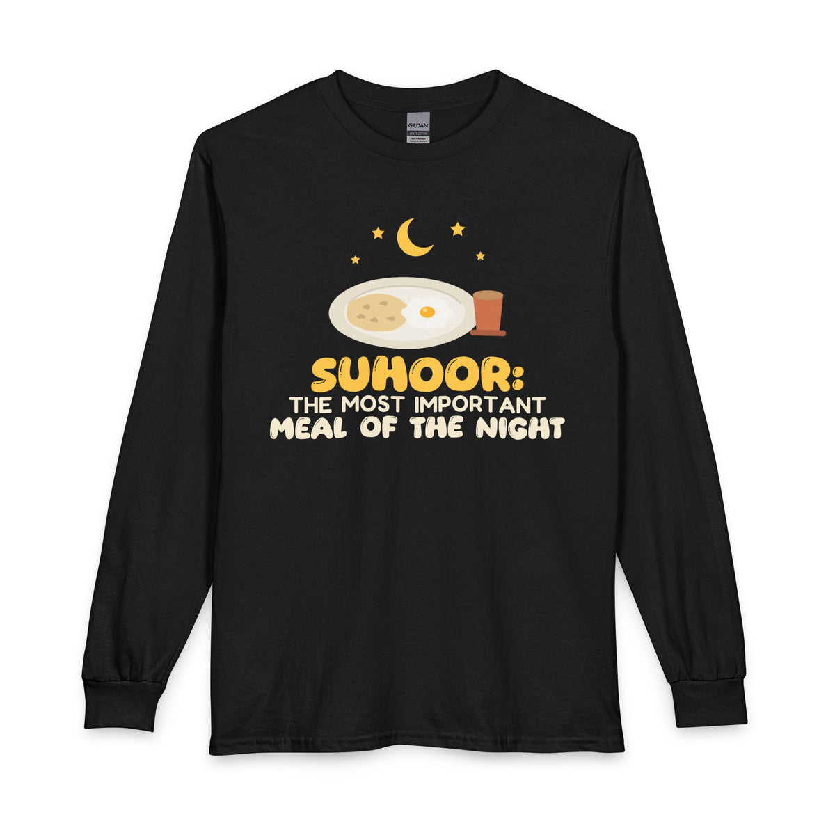 Suhoor: Most Important Meal Of The Night Long Sleeve Shirt in Black – AdabStars