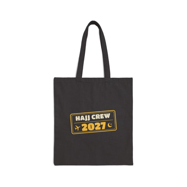 Hajj Crew 2027 Canvas Tote Bag in Black, one-sided print – AdabStars