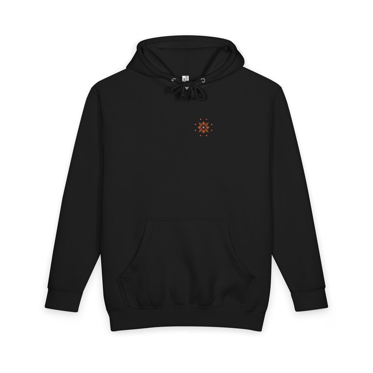 Tatreez Chest Star and Back Panel Islamic Heavyweight Premium Heavyweight Hoodie in Black, front and back print – AdabStars
