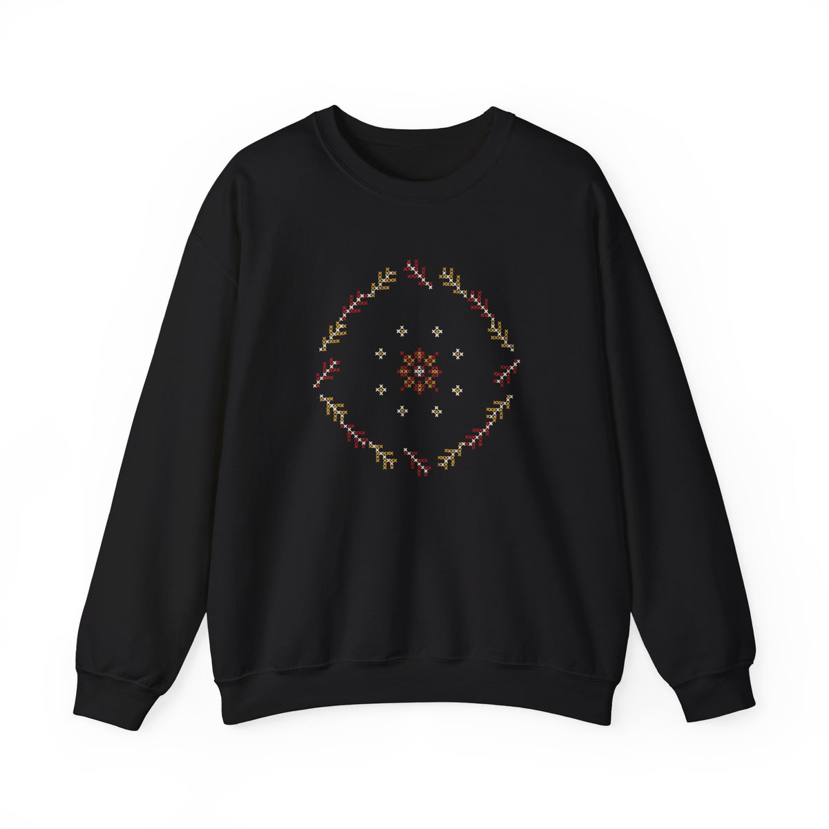 Tatreez Feather Wreath Islamic Crewneck Sweatshirt in Black – AdabStars