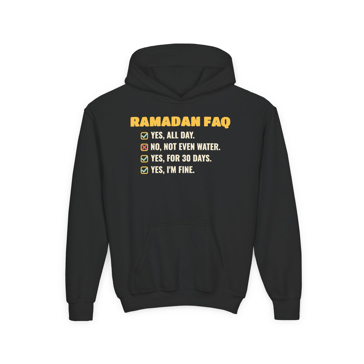Ramadan FAQ Kids Hoodie in Black – AdabStars
