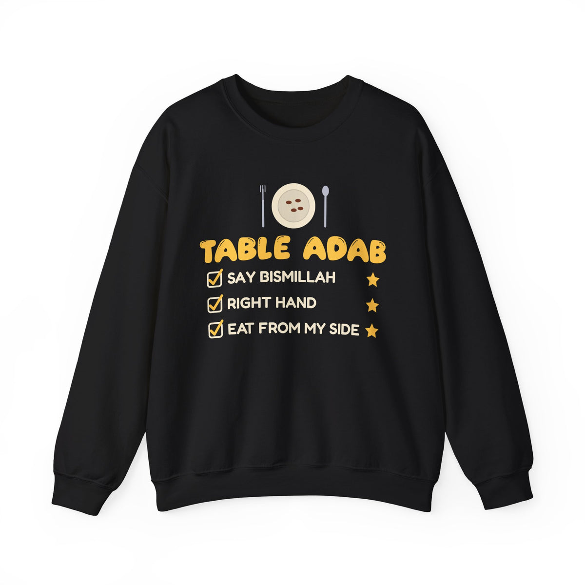 Table Adab Islamic Crewneck Sweatshirt in Black – AdabStars