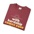 With Hardship Comes Ease Heavyweight Tee, Front Print | Surah Ash-Sharh Qur'an 94:5-6 Islamic Reminder | AdabStars