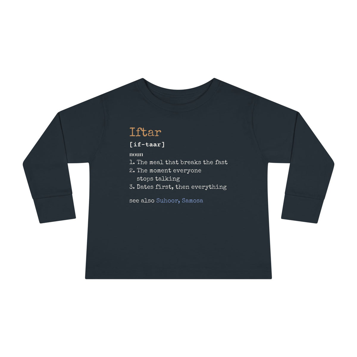 Iftar Definition Toddler Toddler Long Sleeve Shirt in Black – AdabStars