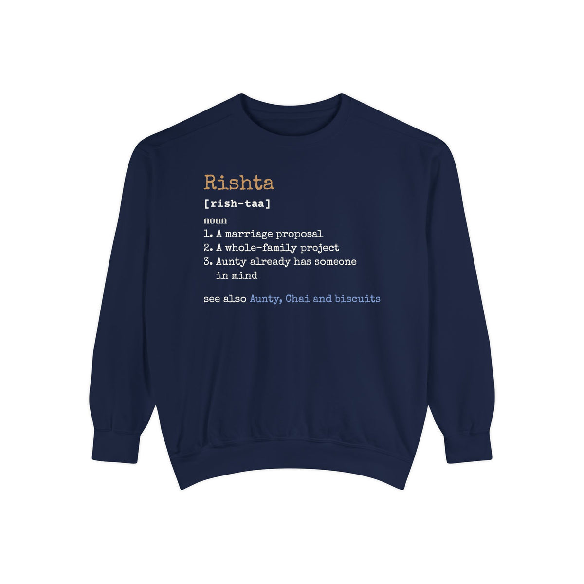 Rishta Definition Ramadan Sweatshirt | Desi Funny Marriage Proposal Aunty | AdabStars Islamic Apparel