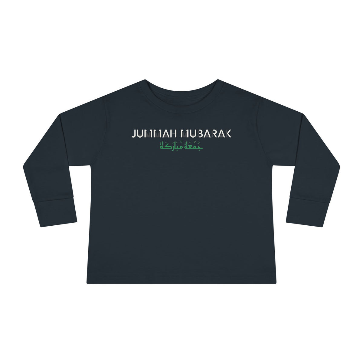 Jummah Mubarak Arabic and English Islamic Toddler Toddler Long Sleeve Shirt in Black – AdabStars