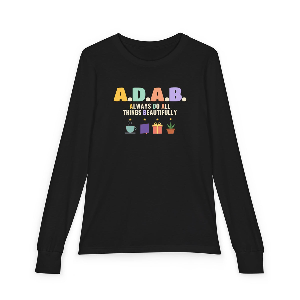 ADAB Always Do All Things Beautifully Kids Long Sleeve Shirt in Black – AdabStars