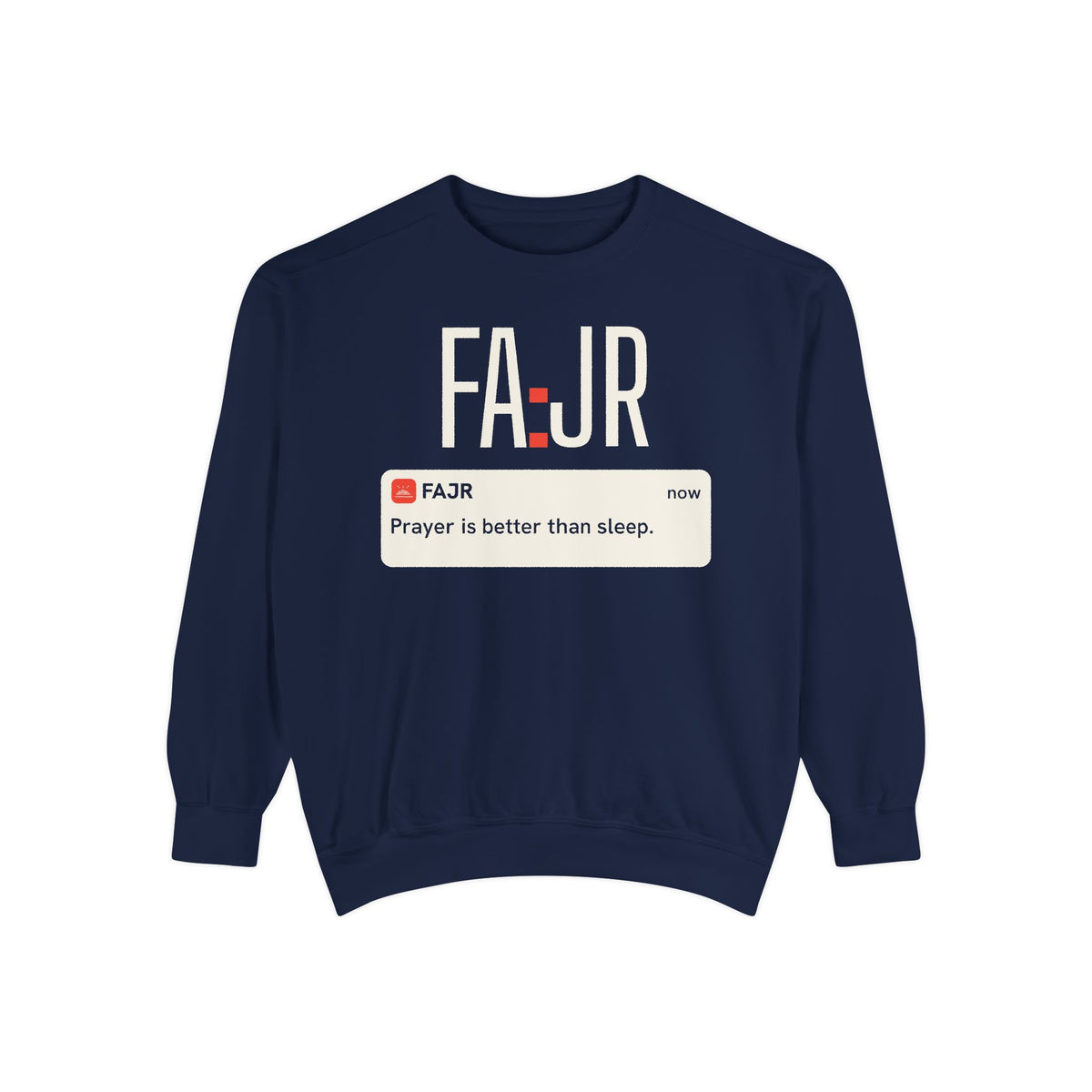 Prayer Is Better Than Sleep Islamic Premium Sweatshirt in True Navy – AdabStars