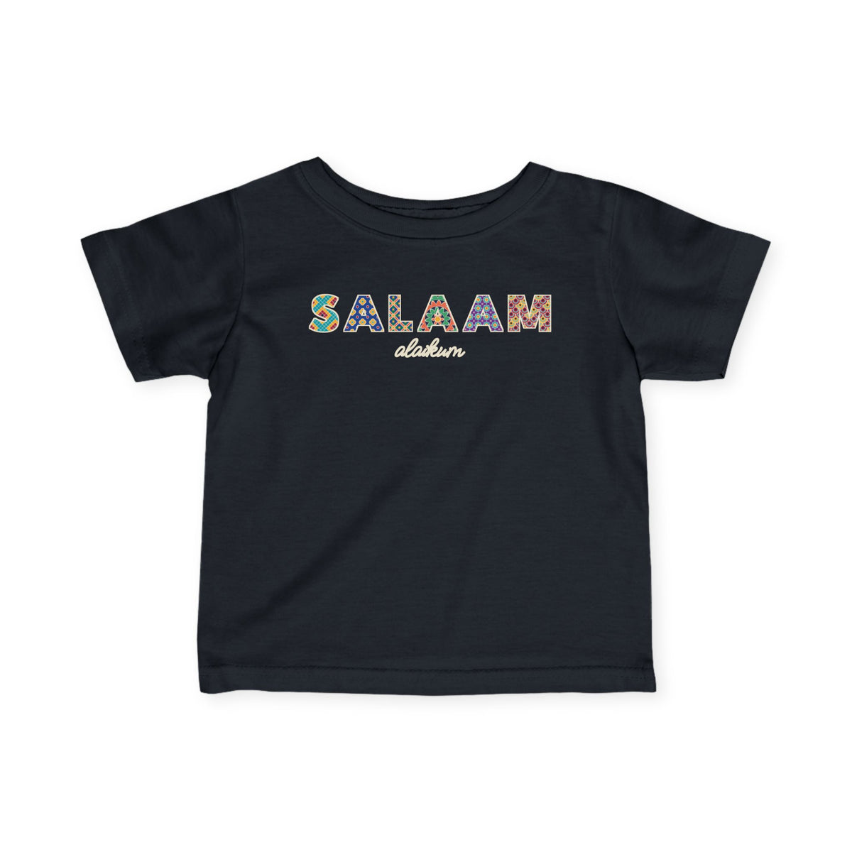 Salaam Patterned Letters Islamic Baby T-Shirt in Black – AdabStars