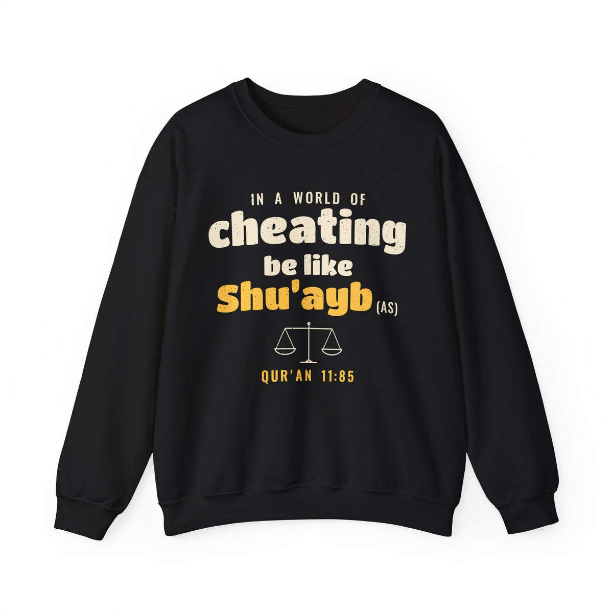 Be Like Shu'ayb (AS) Crewneck Sweatshirt in Black, front and back print – AdabStars