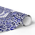 Islamic Mandala Gift Wrapping Paper – Elegant Blue & White Arabesque Design for Eid, Ramadan & Special Occasions back view – 