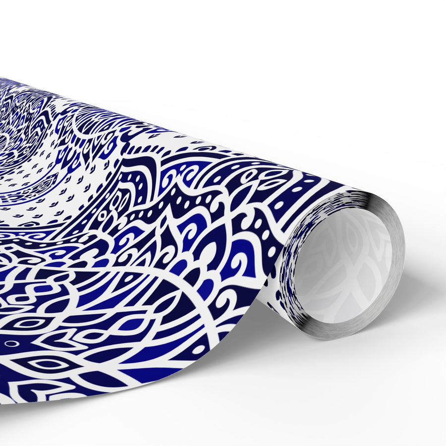 Islamic Mandala Gift Wrapping Paper – Elegant Blue & White Arabesque Design for Eid, Ramadan & Special Occasions