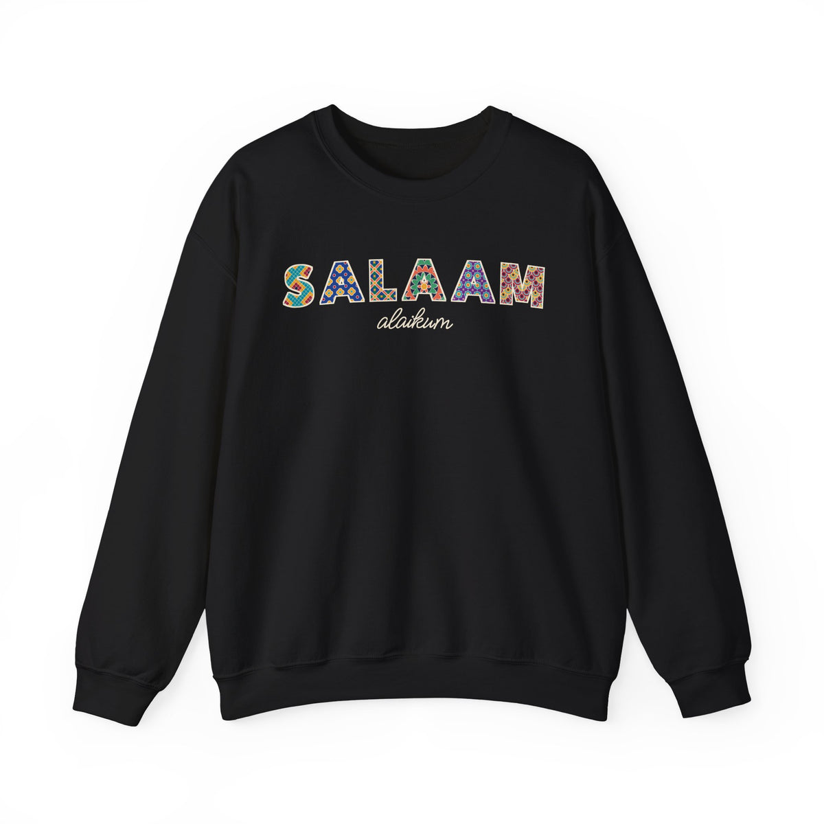 Salaam Patterned Letters Islamic Crewneck Sweatshirt in Black – AdabStars