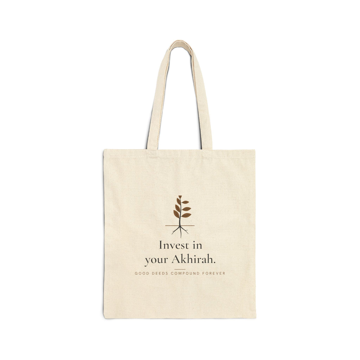 Invest in Your Akhirah Islamic Canvas Tote Bag in Natural, double-sided print – AdabStars
