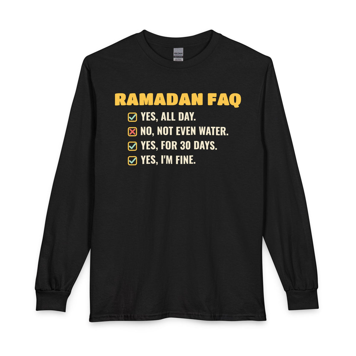 Ramadan FAQ Long Sleeve Shirt in Black – AdabStars