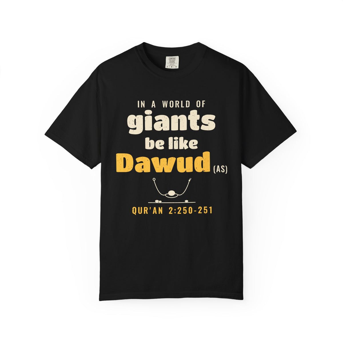 Be Like Dawud (AS) Heavyweight Tee, Front Print | Prophet Dawud (David) Courage Story | AdabStars
