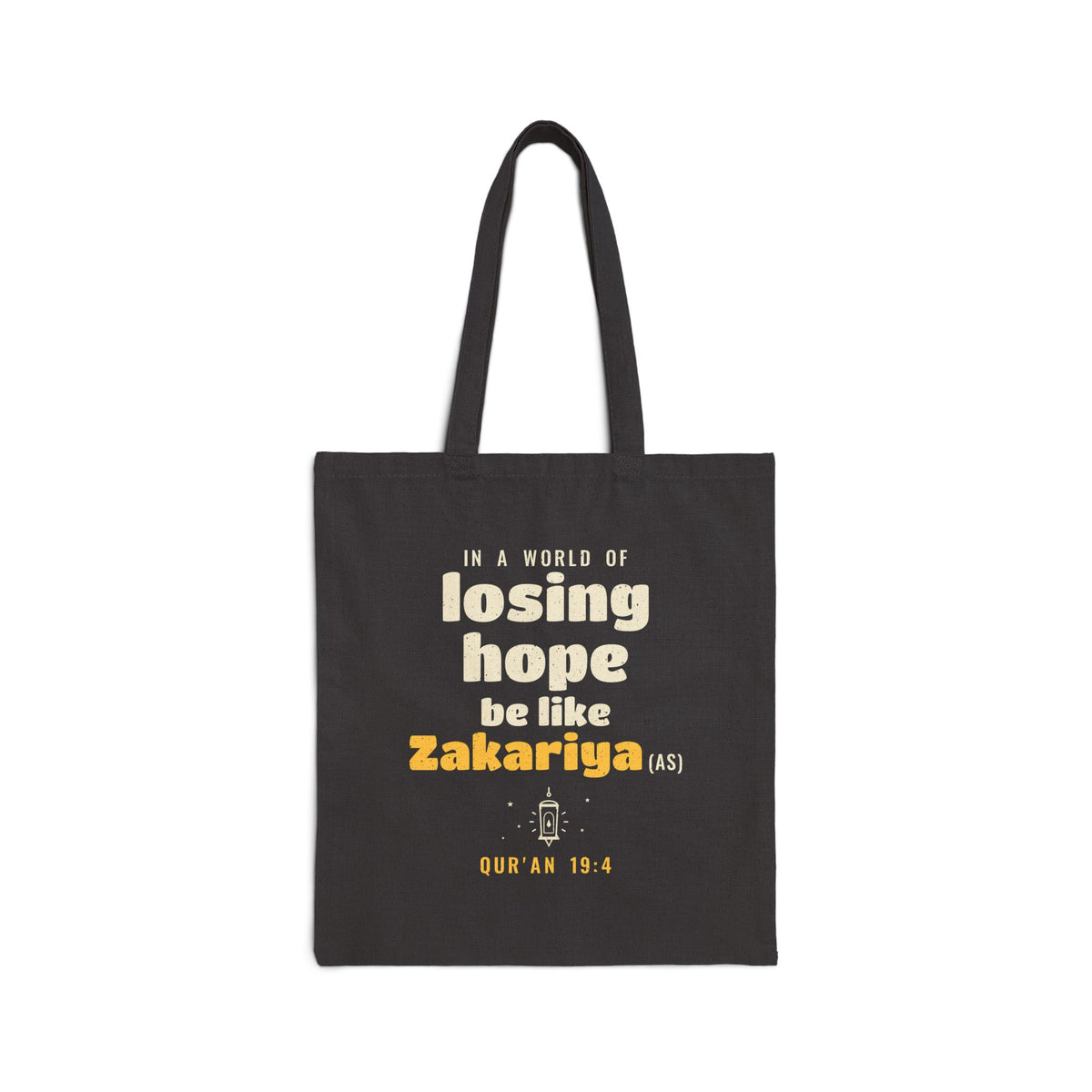 Be Like Zakariya (AS) Canvas Tote Bag in Black, one-sided print – AdabStars