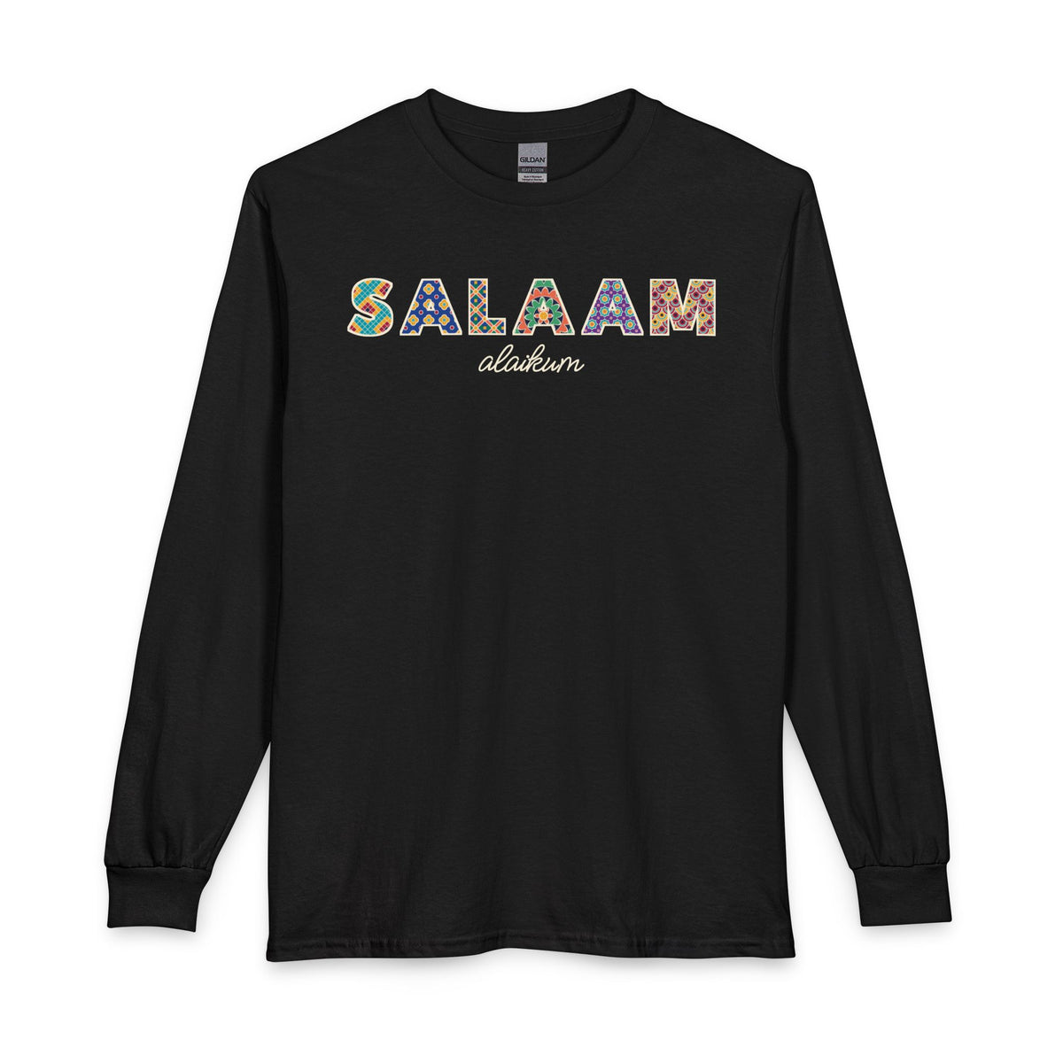 Salaam Patterned Letters Islamic Long Sleeve Shirt in Black – AdabStars