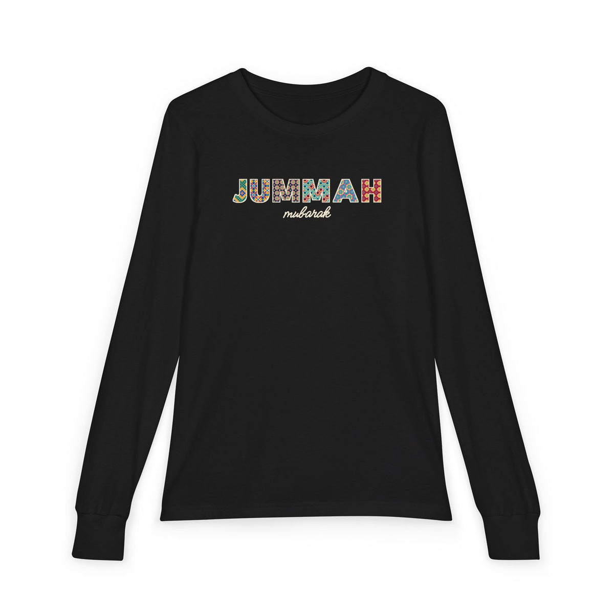 Jummah Mubarak Patterned Letters Islamic Kids Kids Long Sleeve Shirt in Black – AdabStars