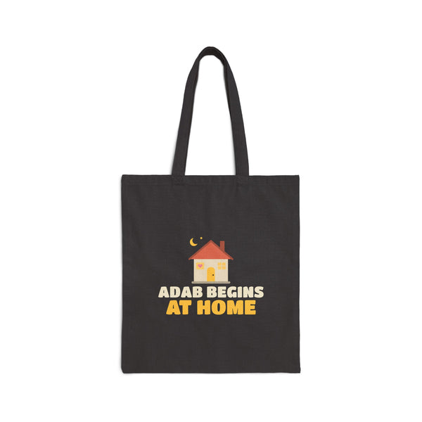 Adab Begins At Home Canvas Tote Bag in Black, one-sided print – AdabStars