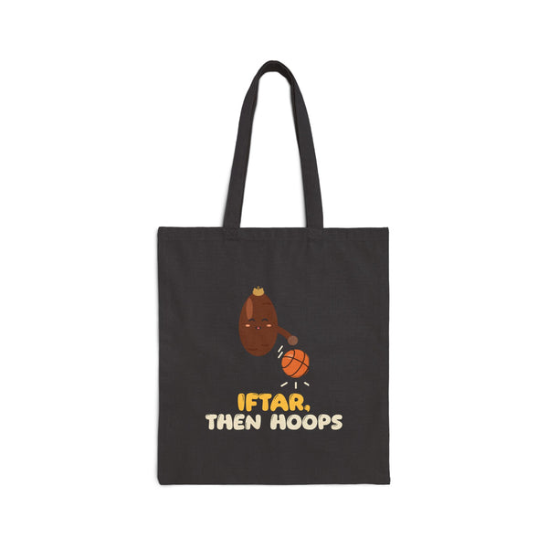 Iftar Then Hoops Canvas Tote Bag in Black, one-sided print – AdabStars