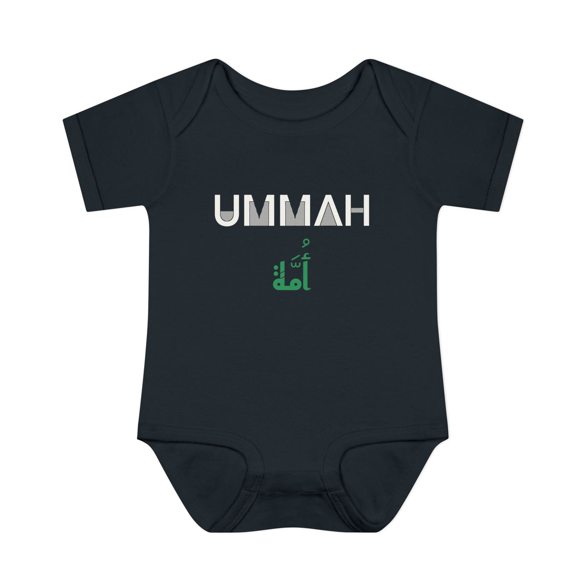 Ummah Dual Language Islamic Baby Bodysuit in Black – AdabStars