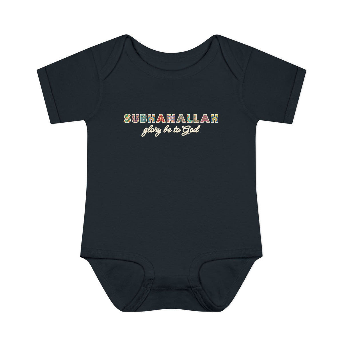 Subhanallah Patterned Letters Islamic Baby Bodysuit in Black – AdabStars