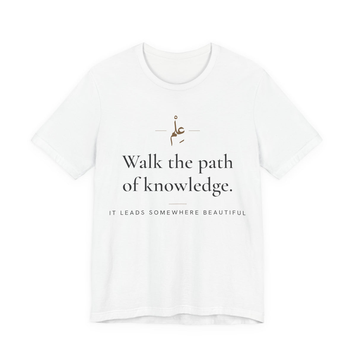 Walk the path of knowledge Islamic Unisex T-Shirt in White, front and back print – AdabStars