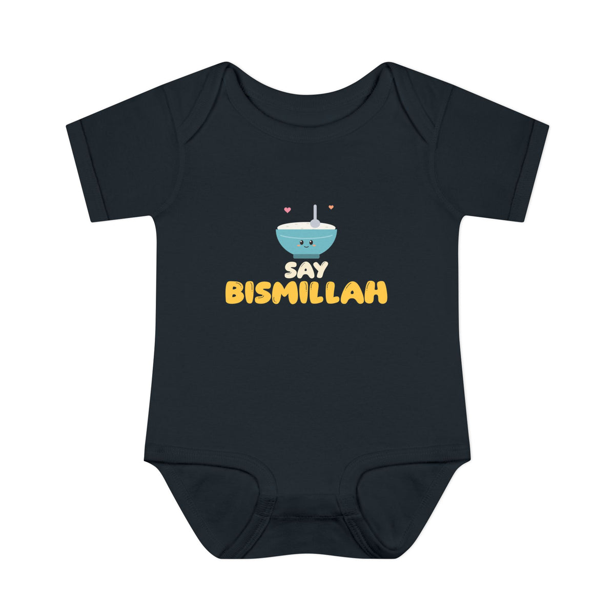 Say Bismillah Islamic Baby Bodysuit in Black – AdabStars