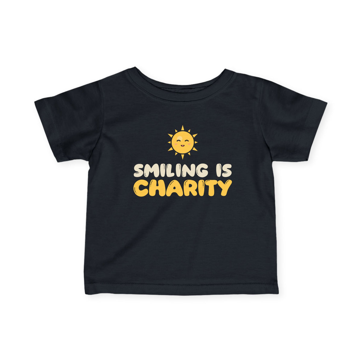 Smiling Is Charity Islamic Baby T-Shirt in Black – AdabStars