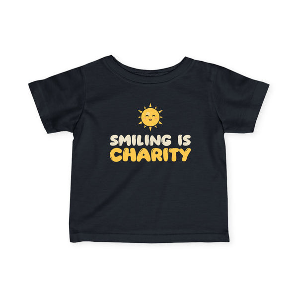 Smiling Is Charity Islamic Baby T-Shirt in Black – AdabStars