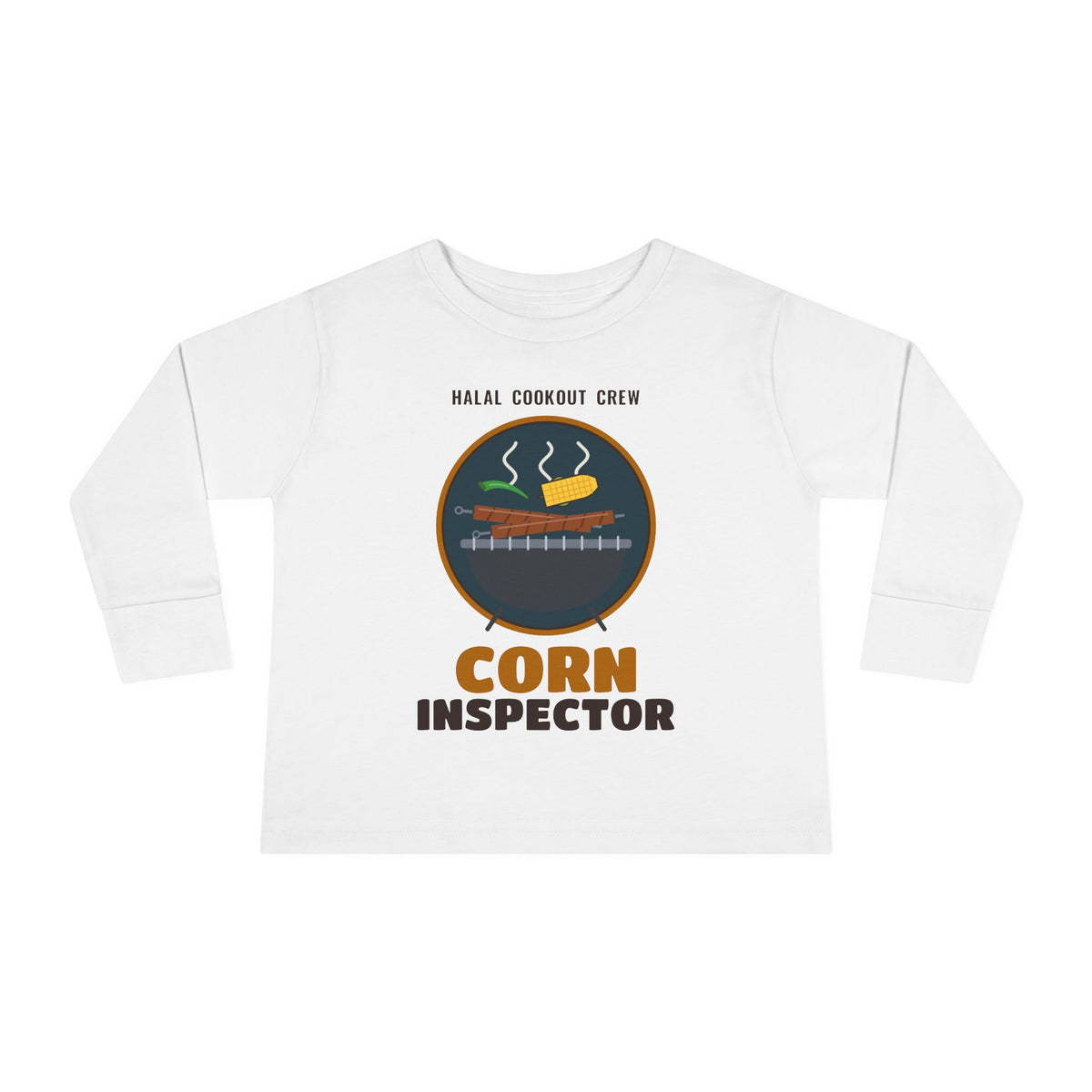 Corn Inspector Halal Cookout Toddler Long Sleeve Shirt in White – AdabStars
