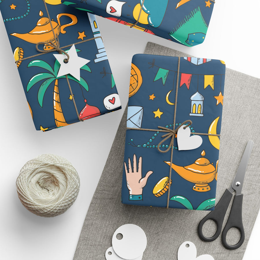 Colorful Islamic Gift Wrapping Paper – Festive Eid & Ramadan Doodle Design