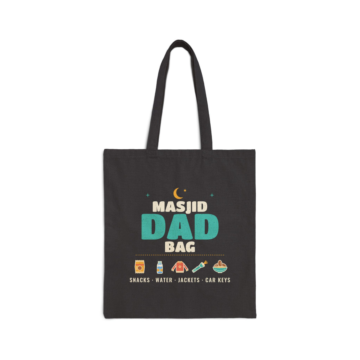 Masjid Dad Bag Canvas Tote Bag in Black, double-sided print – AdabStars