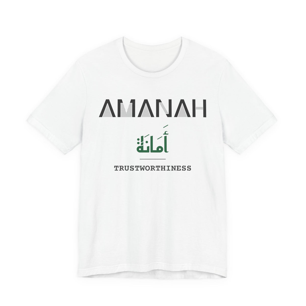 Amanah Dual Language with English Meaning Islamic Unisex T-Shirt in White – AdabStars