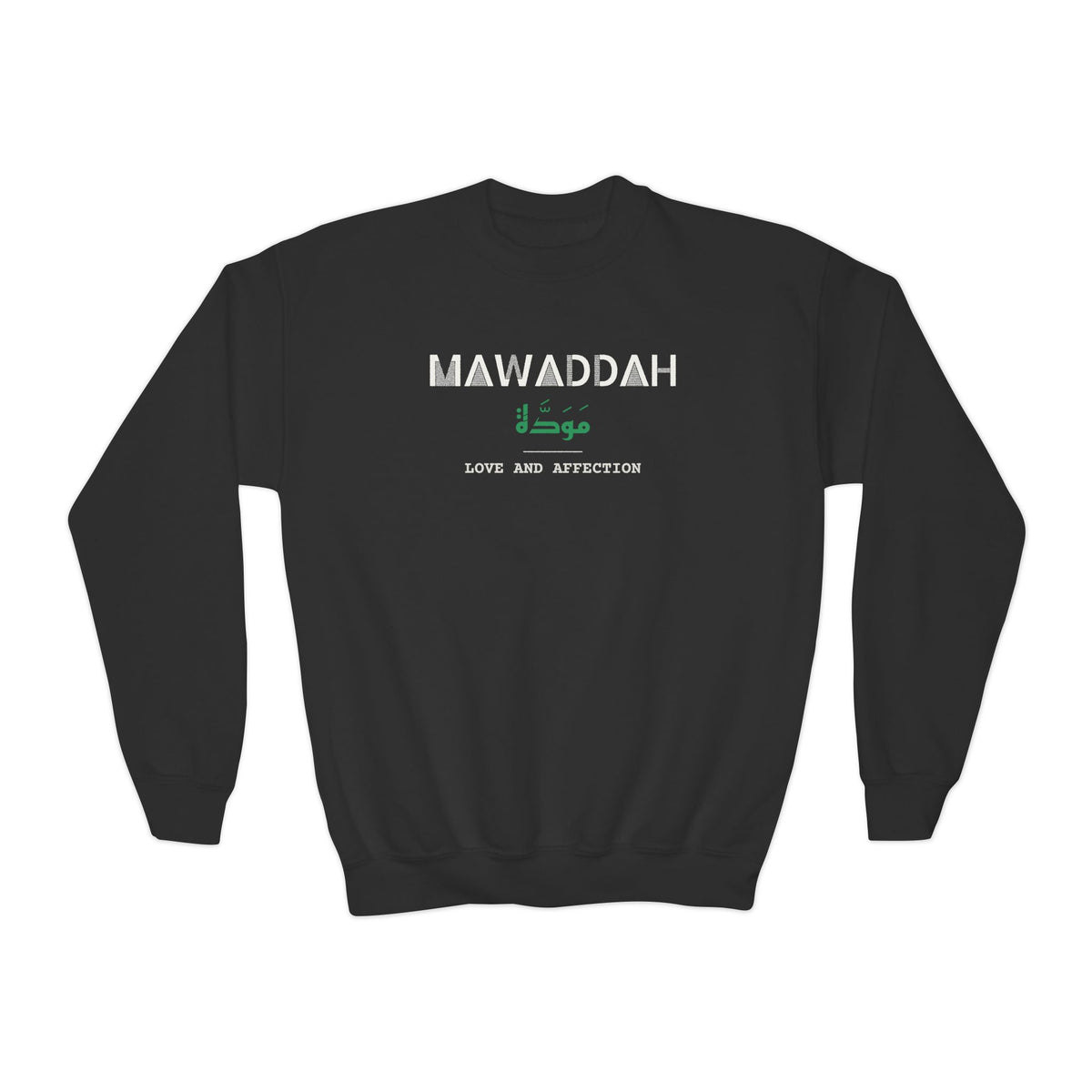 Mawaddah Dual Language with English Meaning Islamic Kids Sweatshirt in Black – AdabStars